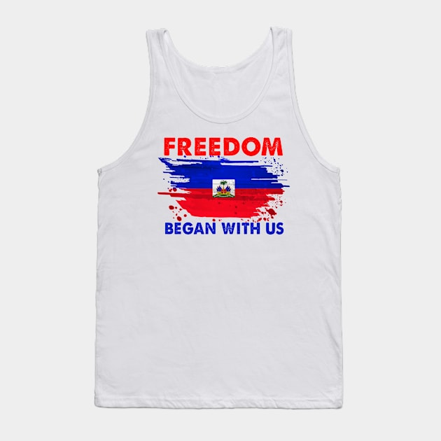 Haitian Flag Happy Independence Day Tank Top by LARFADASTRO